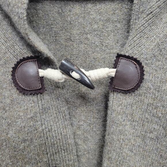 J Crew Horn Button Cropped Cardigan Size L Lambs Wool Cashmere Shawl Collar - Picture 5 of 9